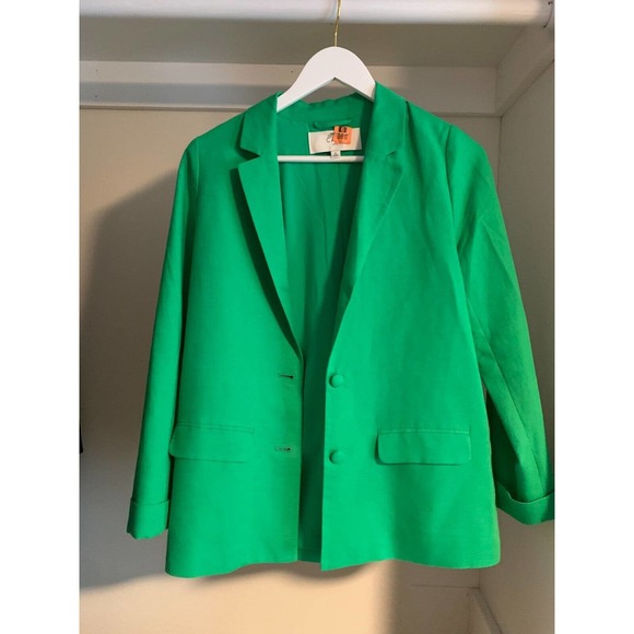 Cami NYC Blazer Women's Size Small Green Solid Linen Comfort Side Pockets - Picture 2 of 5